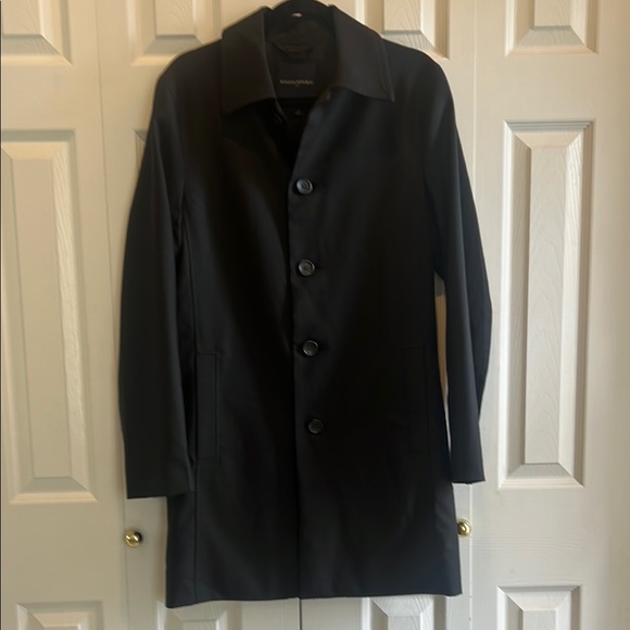 Banana Republic Black Trench Coat Tailored Elegance - Picture 3 of 5